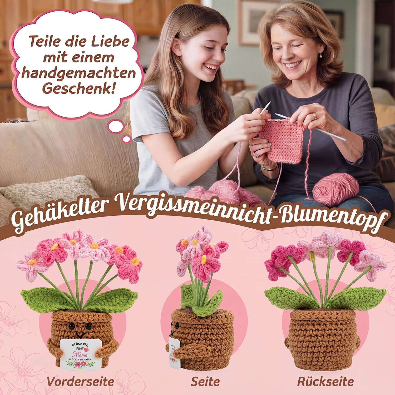Gifts for Mum, Crochet Flower with Card, Best Mum Gift Idea – Bild 3