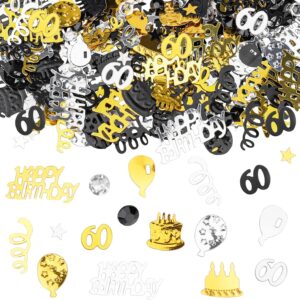 GoldRock 60th Birthday Decoration Confetti, Gold, Black, Table Decoration, Glitter Confetti Confetti, for Women, Men, for Wedding, Anniversary, Party Decorations