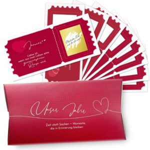 Scratch Card Gift Set for Couples - 12 Dates DIY, 12 Date Ideas for 12 Months, Romantic Surprise Gift for Birthday, Anniversary & Valentine's Day
