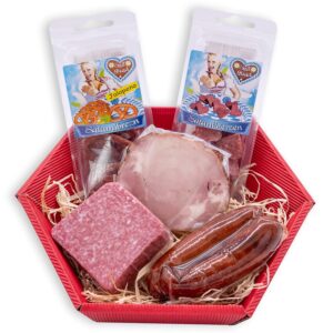 Wurstbaron Sausage Gift Box Small Gift Basket with Salami and Ham, Sausage Package