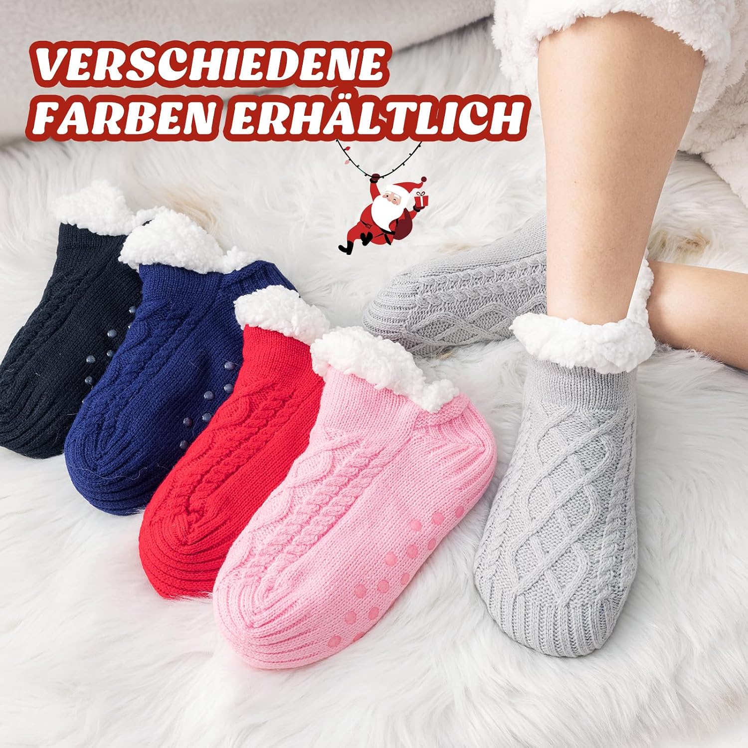 Niorasen Cuddly Socks for Men and Women, Thick Fluffy Socks with Grippers, Soft Warm Winter Hut Socks, House Socks, Stopper Socks, Women Gift, Birthday, EU 36-44, 1 Pair – Bild 8