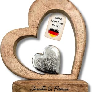 C|UTE Solid Wood Heart with Personalised Engraving | Wedding Gift Money, Silver Wedding Gift, Wooden Wedding, Money Gift, Wedding Gifts for Bride and Groom, Wedding Anniversary & Anniversary