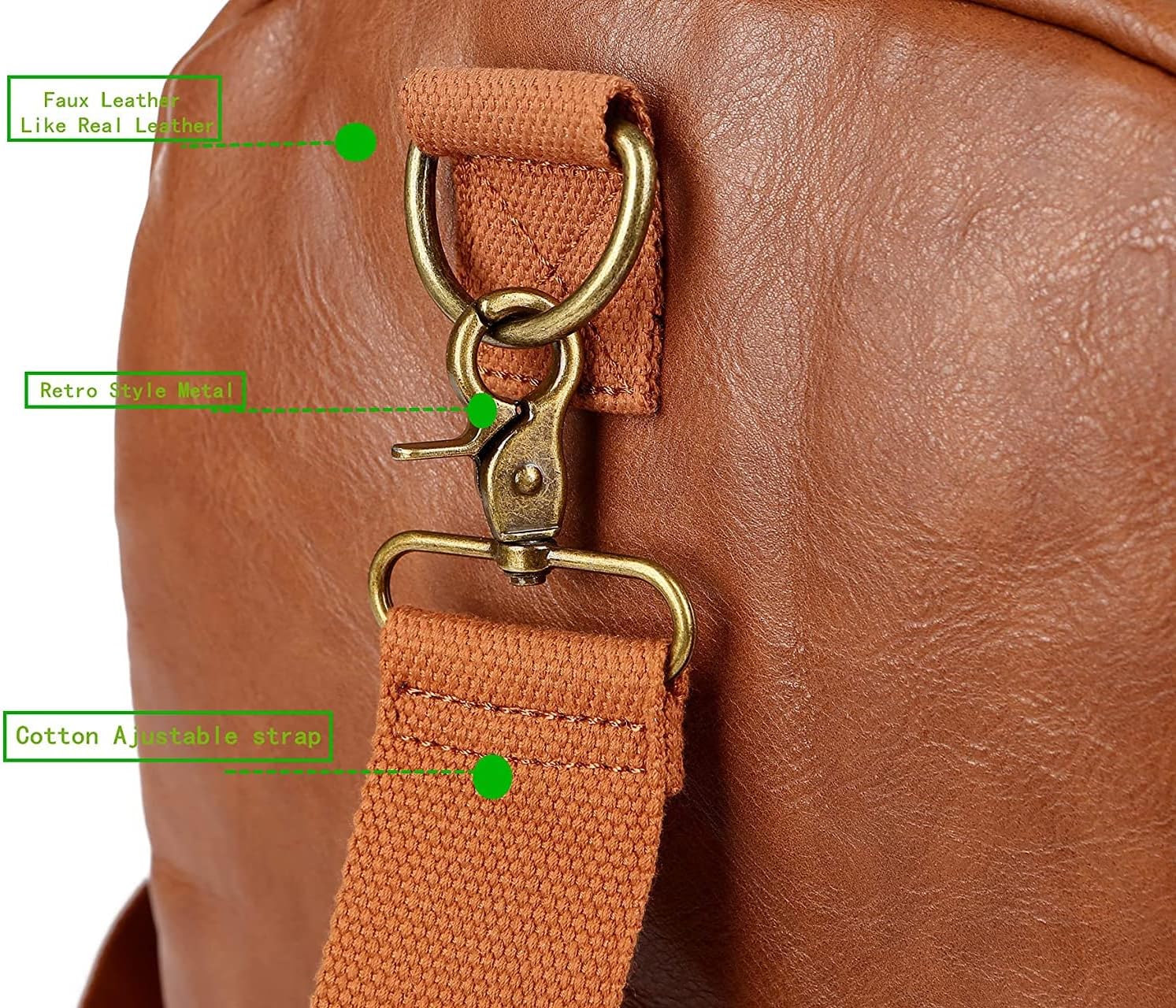 BAOSHA Faux Leather Travel Duffel Weekender Bag Hand Luggage Sleeping Bag Sports Bag for Men and Women HB-21 (Brown) – Bild 6