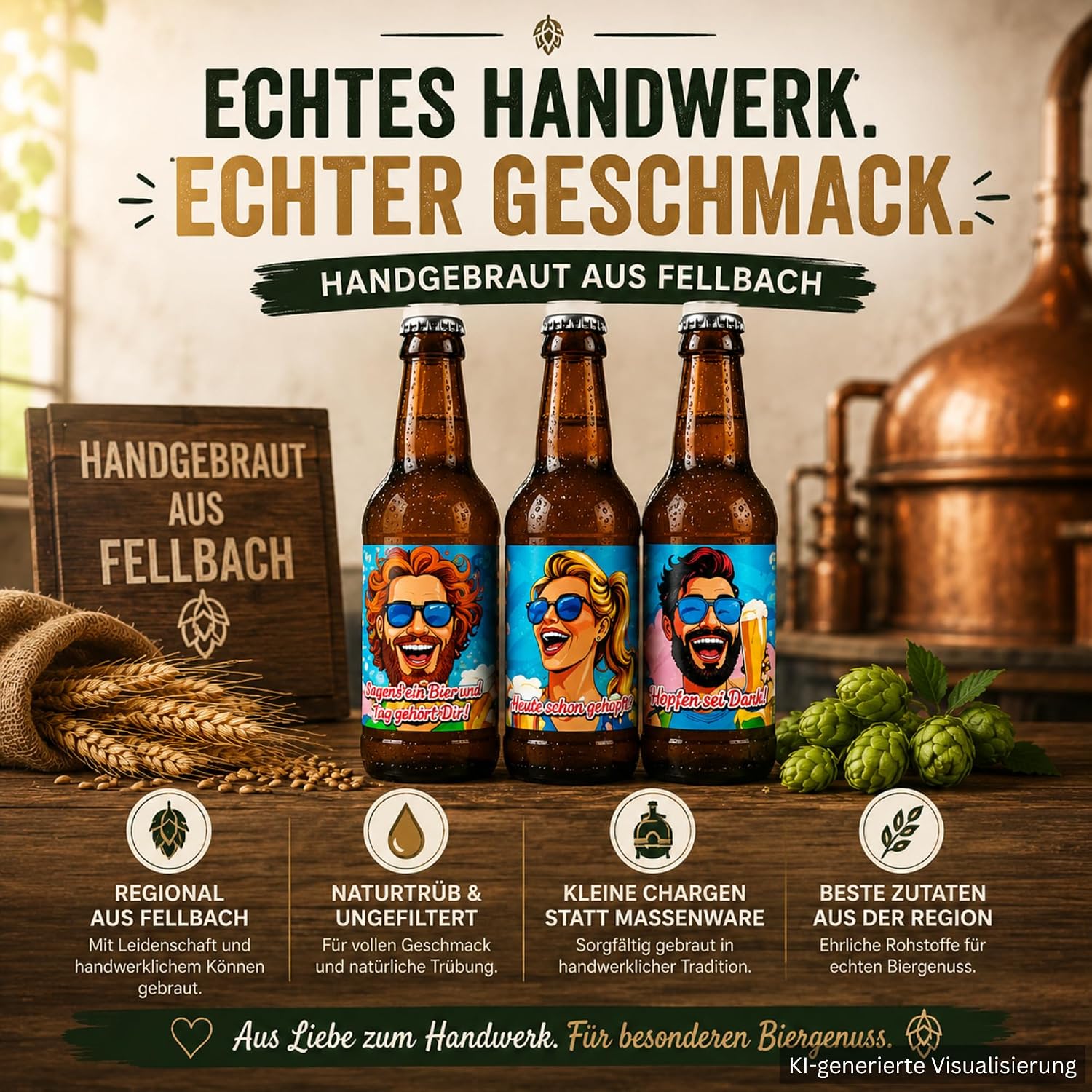 Cannstatter Keller Gift Set Beer Gift Set - 3 x 0.33 L Hand-Brewed Cellar Beer with Funny Saying Labels - Beer Gift for Men & Women - Unfiltered, Naturally Cloudy & Regionally Brewed – Bild 4
