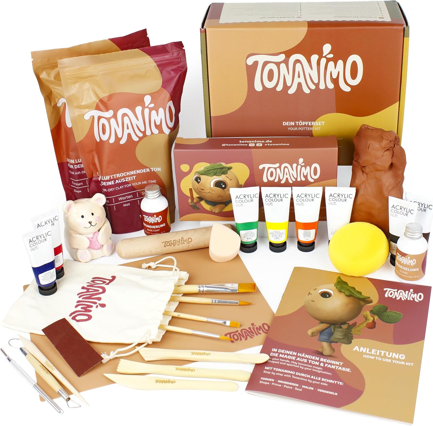 Pottery Set for Home - DIY Set with 2kg Air-Drying Clay