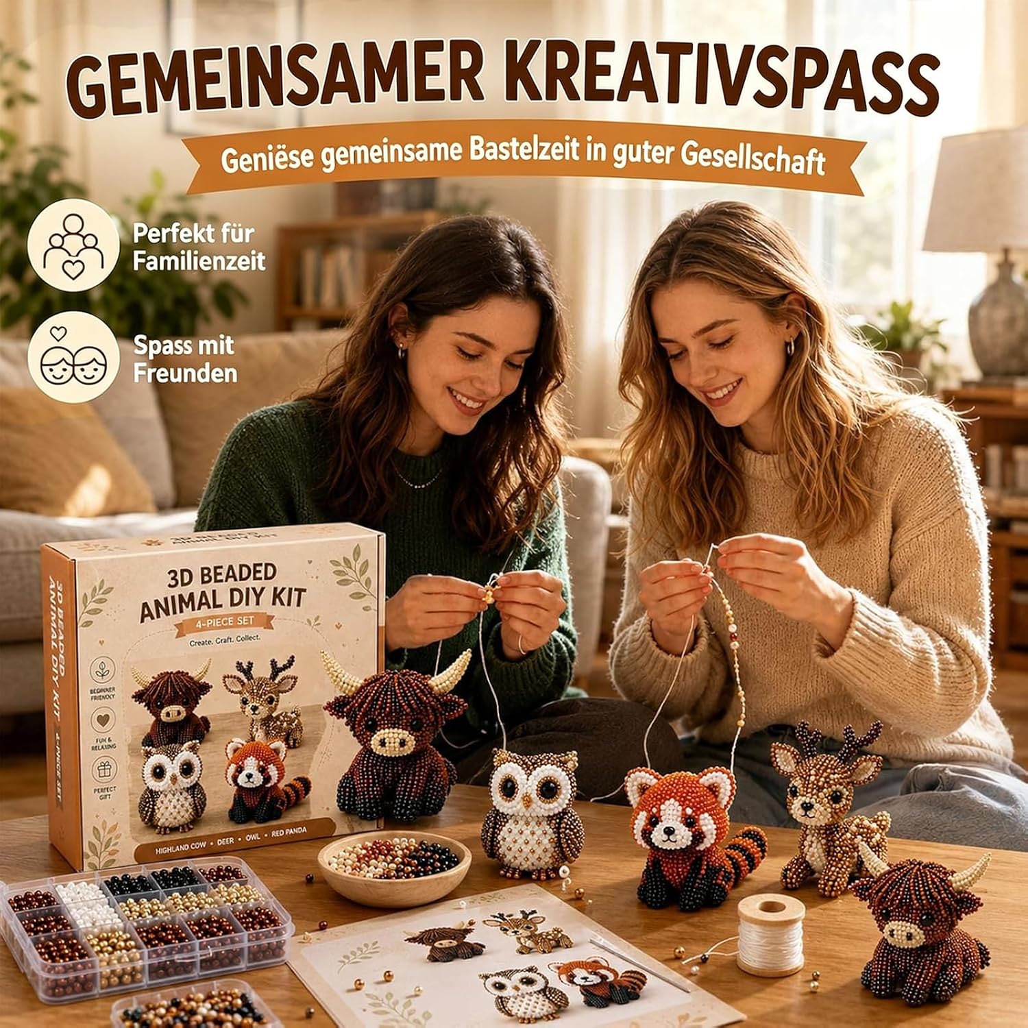 PjuQow Pearl Animals Craft Set, 3D Beads Animals DIY Set Adults – Bild 6