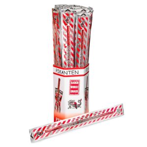 WURSTBARON PIKANTEN Krakow Style Sausage Snack, Beef and Pork, Bavarian Original, Ready-to-Eat Smoked Sausage Ideal for Takeaway (40 Pack of 18 g)