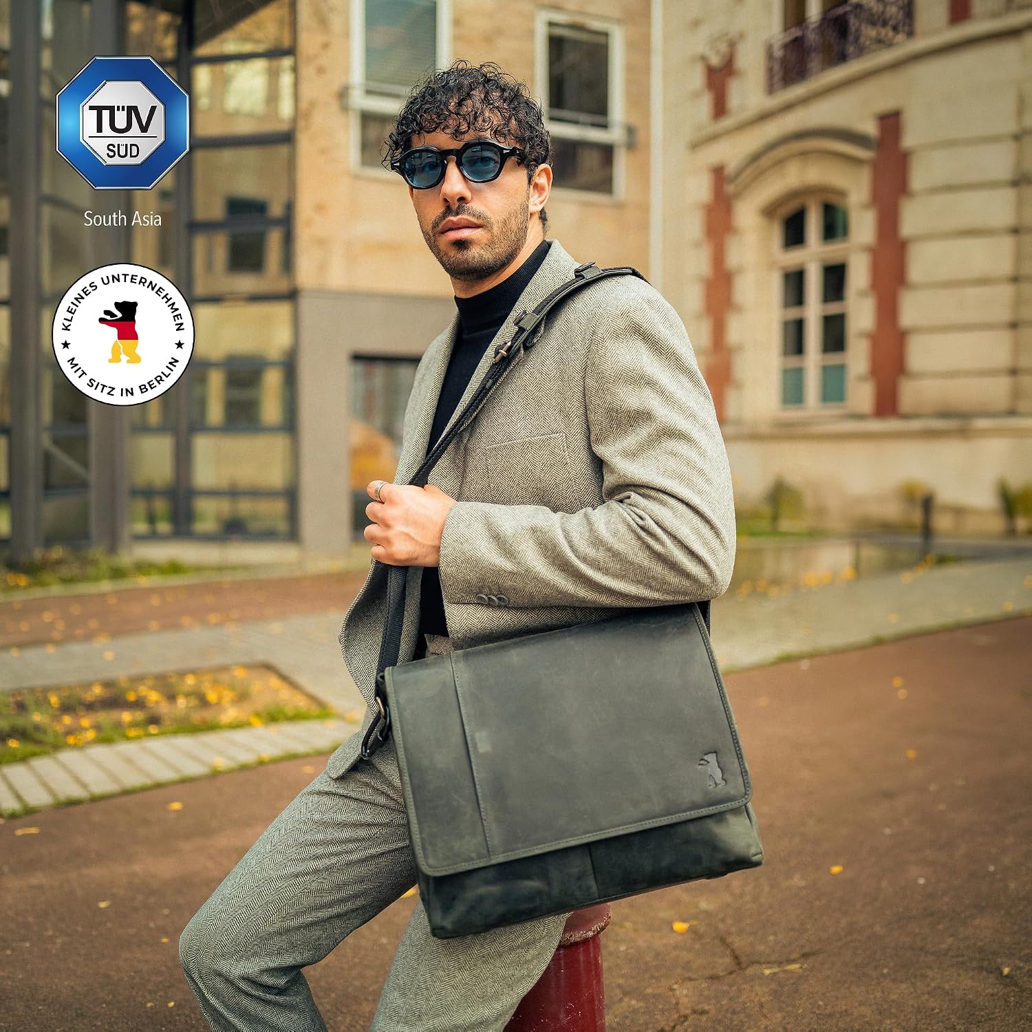 Berliner Bags Vintage Umhängetasche X-Berg, Messenger Bag aus Leder, Schultertasche für Damen und Herren – Bild 3