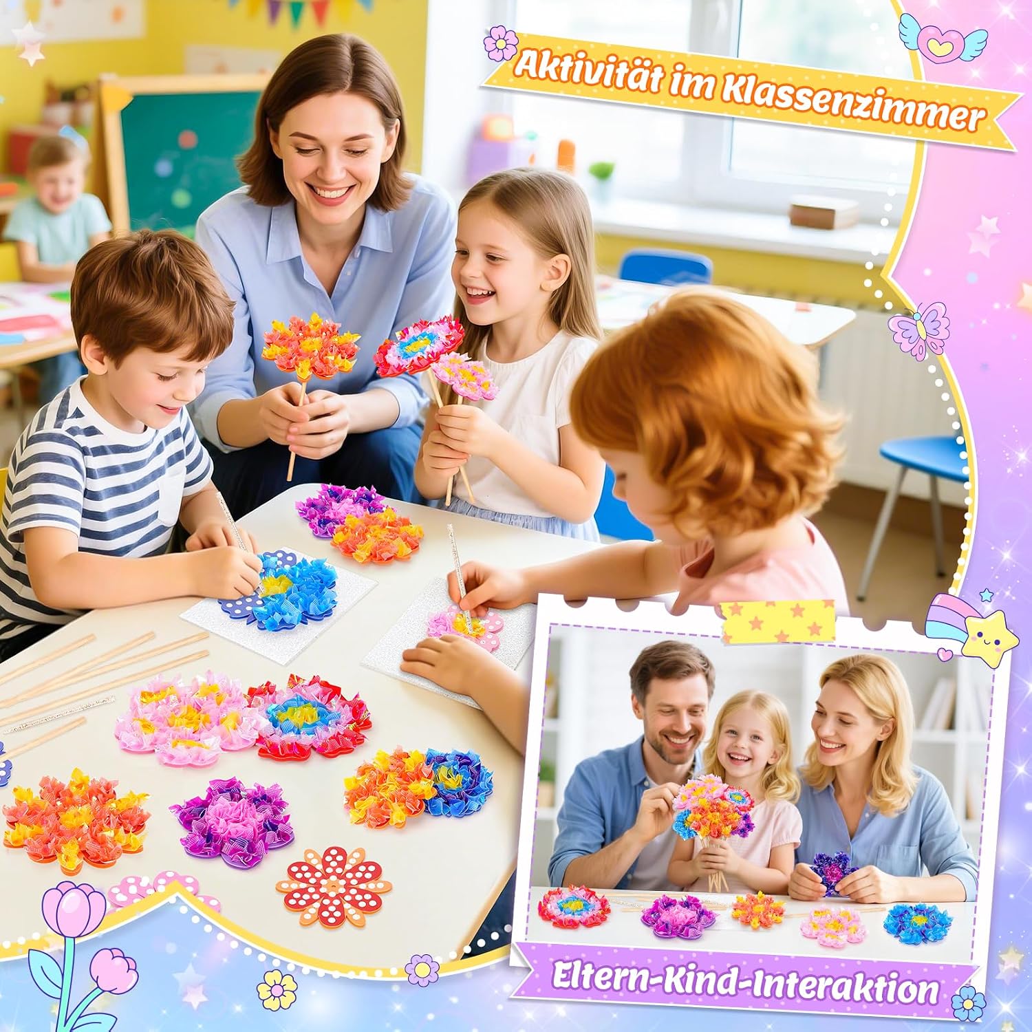 Gift Girls 5 6 7 8 Years Creative Flowers Craft Set Children from 6-8 Years – Bild 3