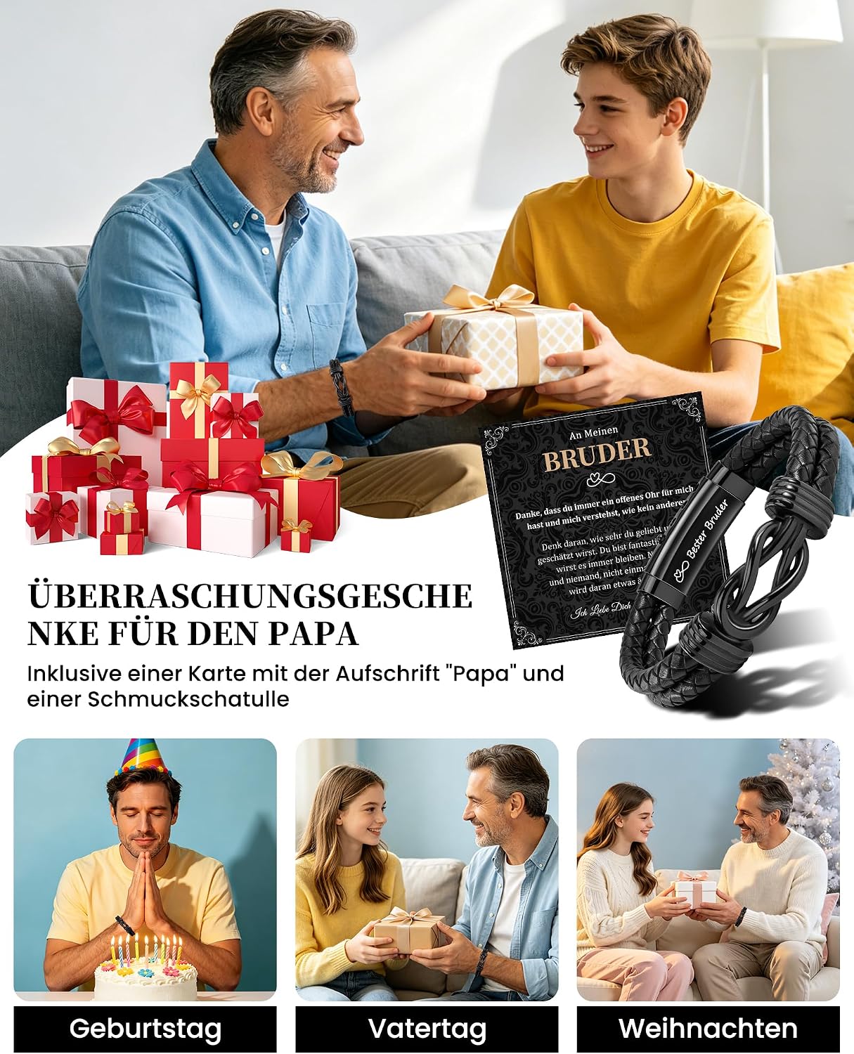 MANVEN Gifts for Men Bracelet Men's Boyfriend Husband Son Brother Dad – Bild 5