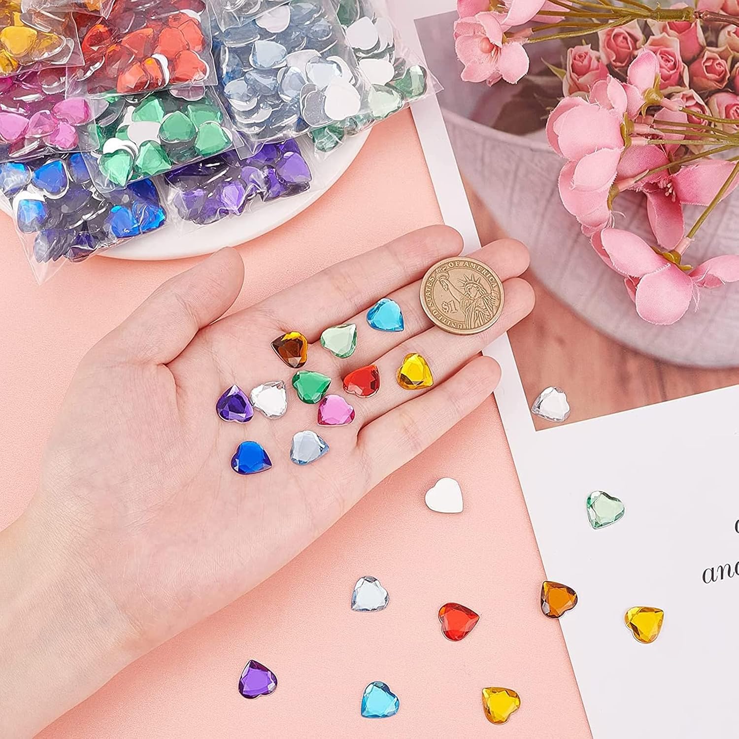 Pack of 200 Heart Decorative Stones Purple Table Decoration Hearts Confetti – Bild 7