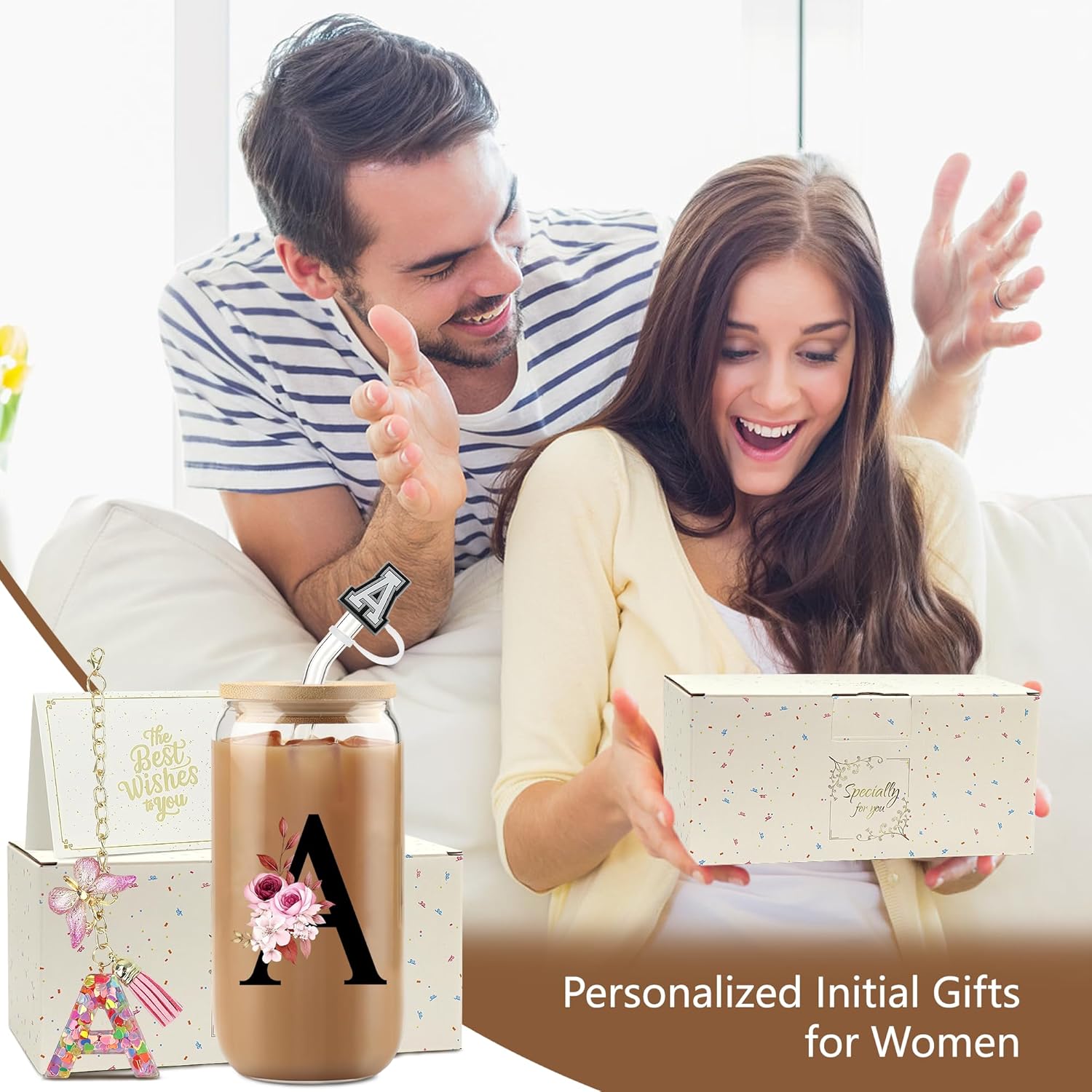Letters Personalised Gifts for Women, Glass Mug – Bild 5