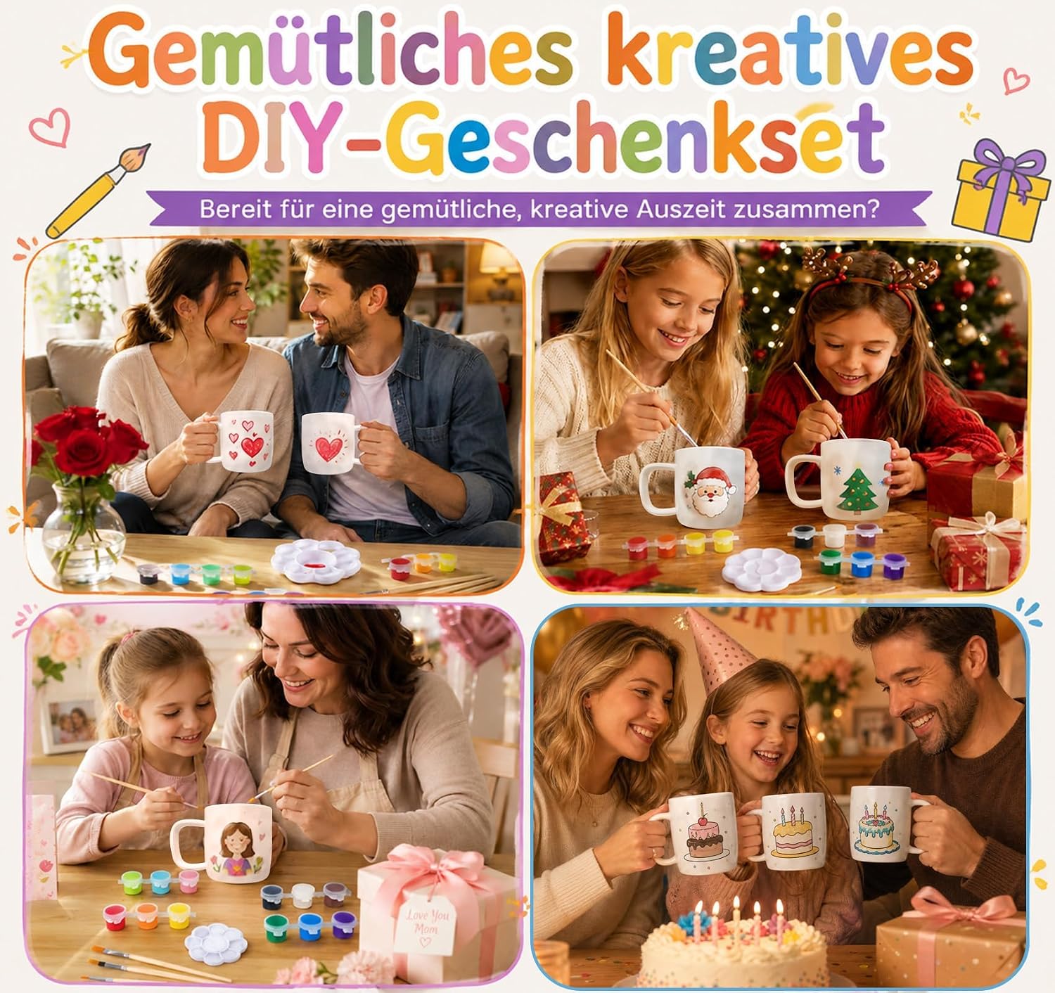 Ceramic Painting Set, 2 x Cups for Painting Set with 12 Colours (380 mm) – Bild 8