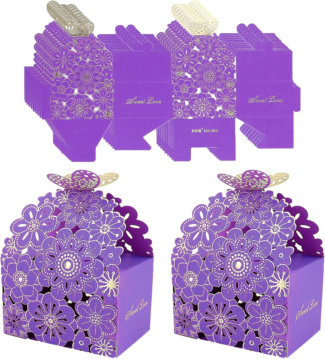 Gift Boxes, Guest Gift, Pack of 30 Candy Gift Boxes, Small Gift Boxes for Filling, Butterfly Gift Box, Flower, Butterfly, Hollow for Wedding, Birthday, Christmas Parties