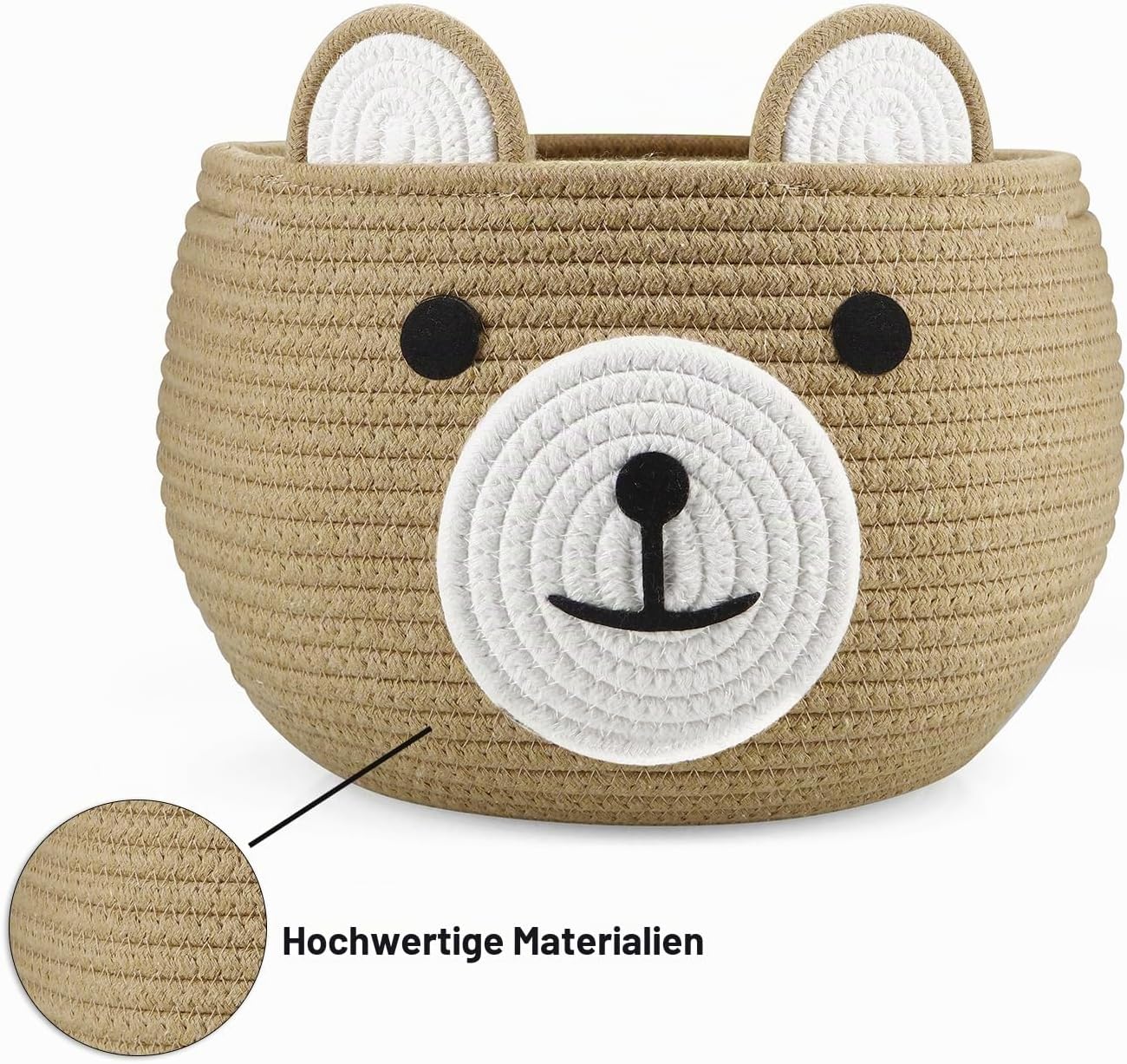 PandaEar Babykorb aus Baumwollseil, Baby-Geschenkkorb, Kinderzimmer, Wäsche-Organizer mit niedlichem Bären-Design zur Aufbewahrung von Säuglings- und Neugeborenen-Essentials, Windelkorb mit Griff – Bild 6