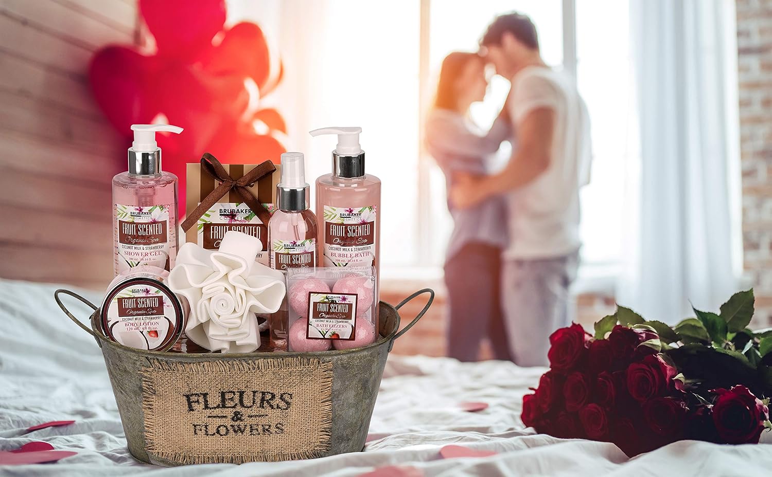 Brubaker Cosmetics Bath and Shower Set Coconut and Strawberry Fragrance 10 Piece Gift Set in Vintage Tub – Bild 8