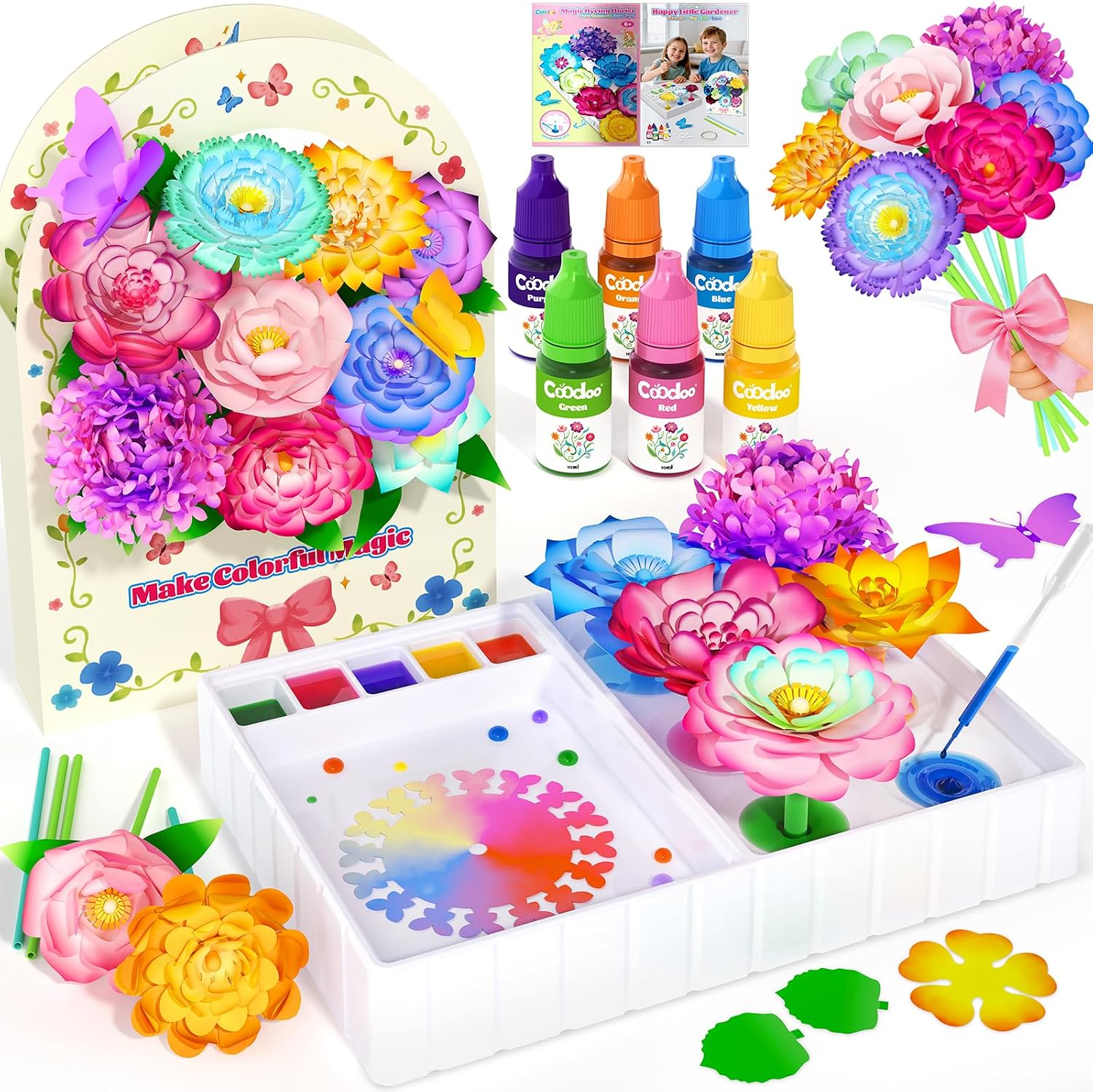 DIY Creative Flower Craft Set Children Magic Dyeing Floristry Craft Set
