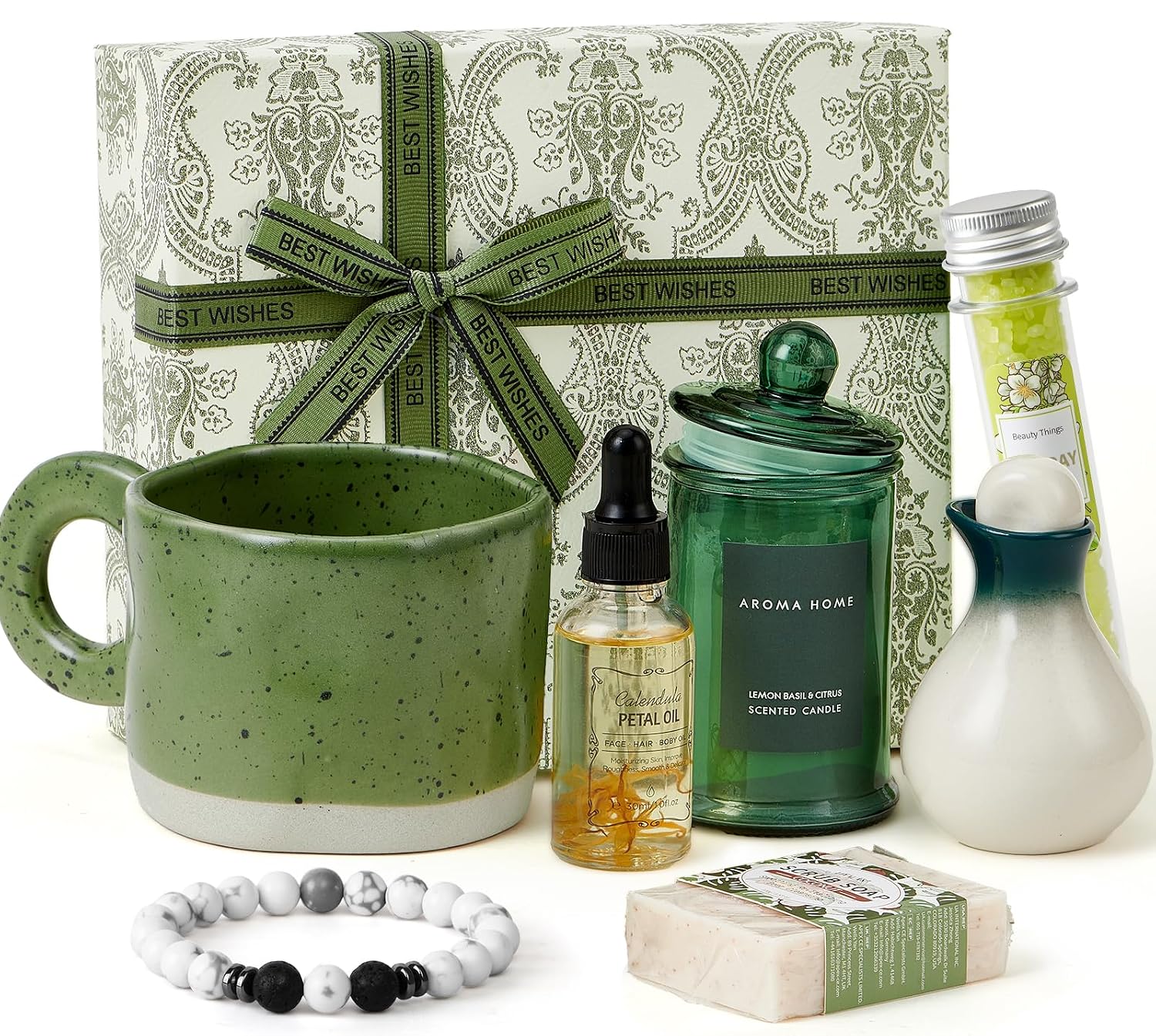 Tacobear Gifts for Women, Birthday Gift, Wellness Set Including Ceramic Mug, Green Relaxation Gift Set, Friends, Sister, Mum, Gift Ideas, Valentine's Day, Mother's Day, Christmas