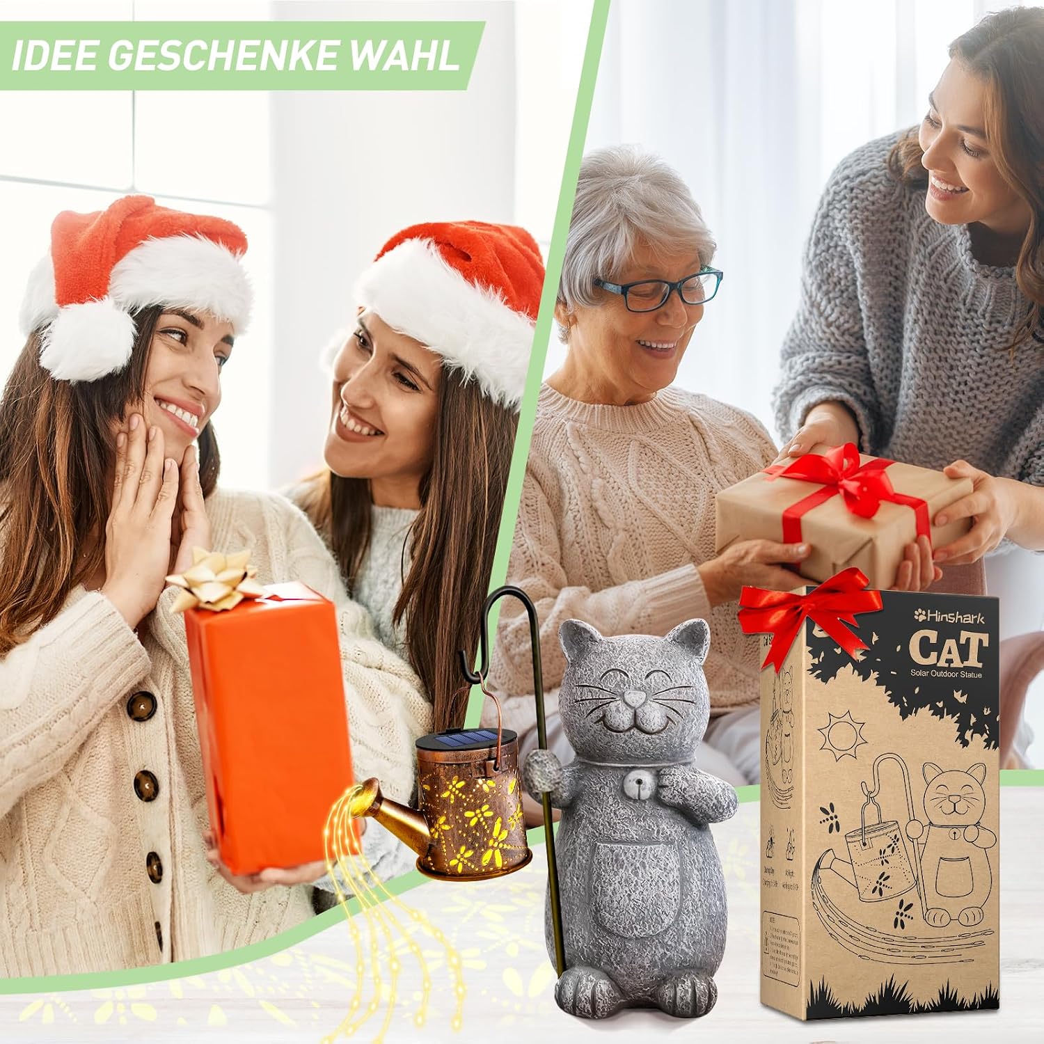 Hinshark Gifts for Women, Mum, Cat, Garden Decoration, Solar Garden Statues – Bild 6