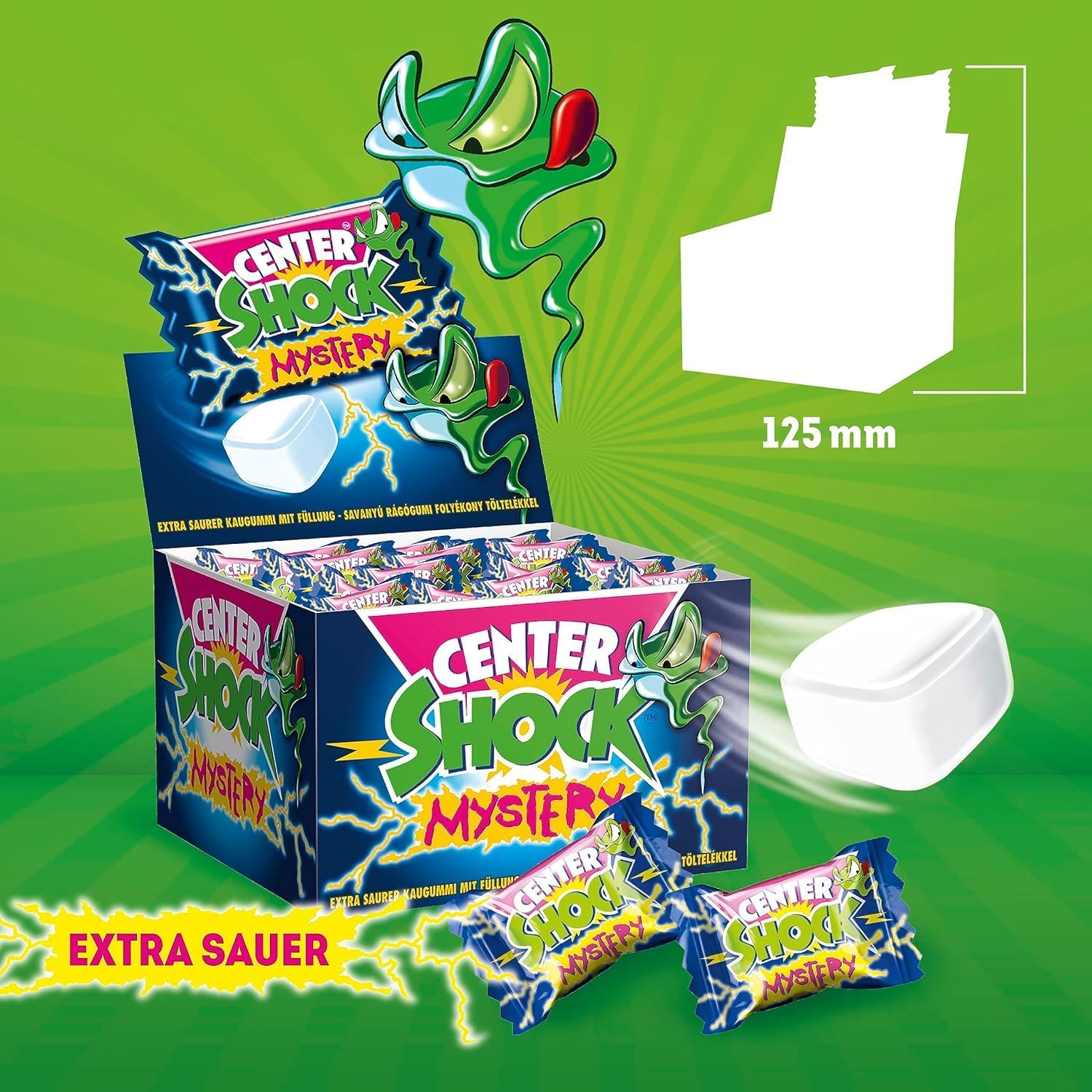 Center Shock Mystery, Box of 100 Bubble gums, Extra Sour with Different Varieties, Perfect for Birthday, Pinata, Candy Bar, School Cone & Christmas, 400 g – Bild 4