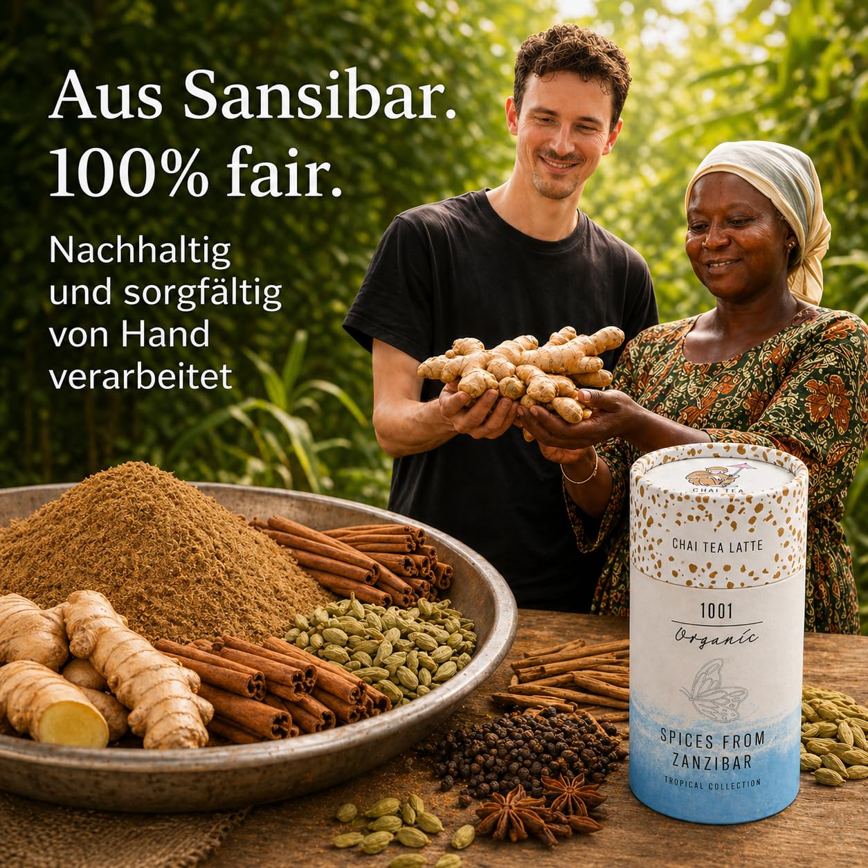 1001 Organic Chai Tea Latte 40 g - Chai Latte Spice Mix from Zanzibar - Chai Spice with Turmeric, Ginger, Cinnamon - Spice for Tea, Coffee, Smoothies, Baked Goods – Bild 5