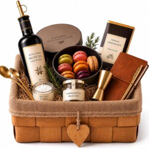 Empty Gift Basket for Filling – Log Chip Gift Basket with Jute Inlay