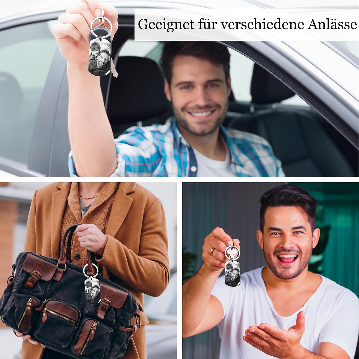 Easycosy Father's Day and Mother's Day Gifts for Dad & Mum Keyring Personalised with Photo & Text, Clear Engraving & Various Designs – Personalised Gifts for Dad Mum Men Women – Bild 5