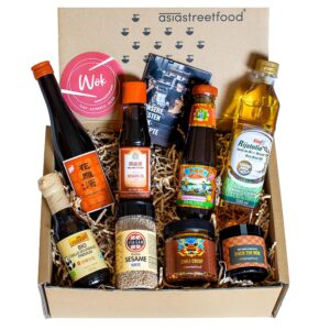 asiastreetfood Asia Cooking Box - Wok Set with 8 Ingredients & Recipe Book