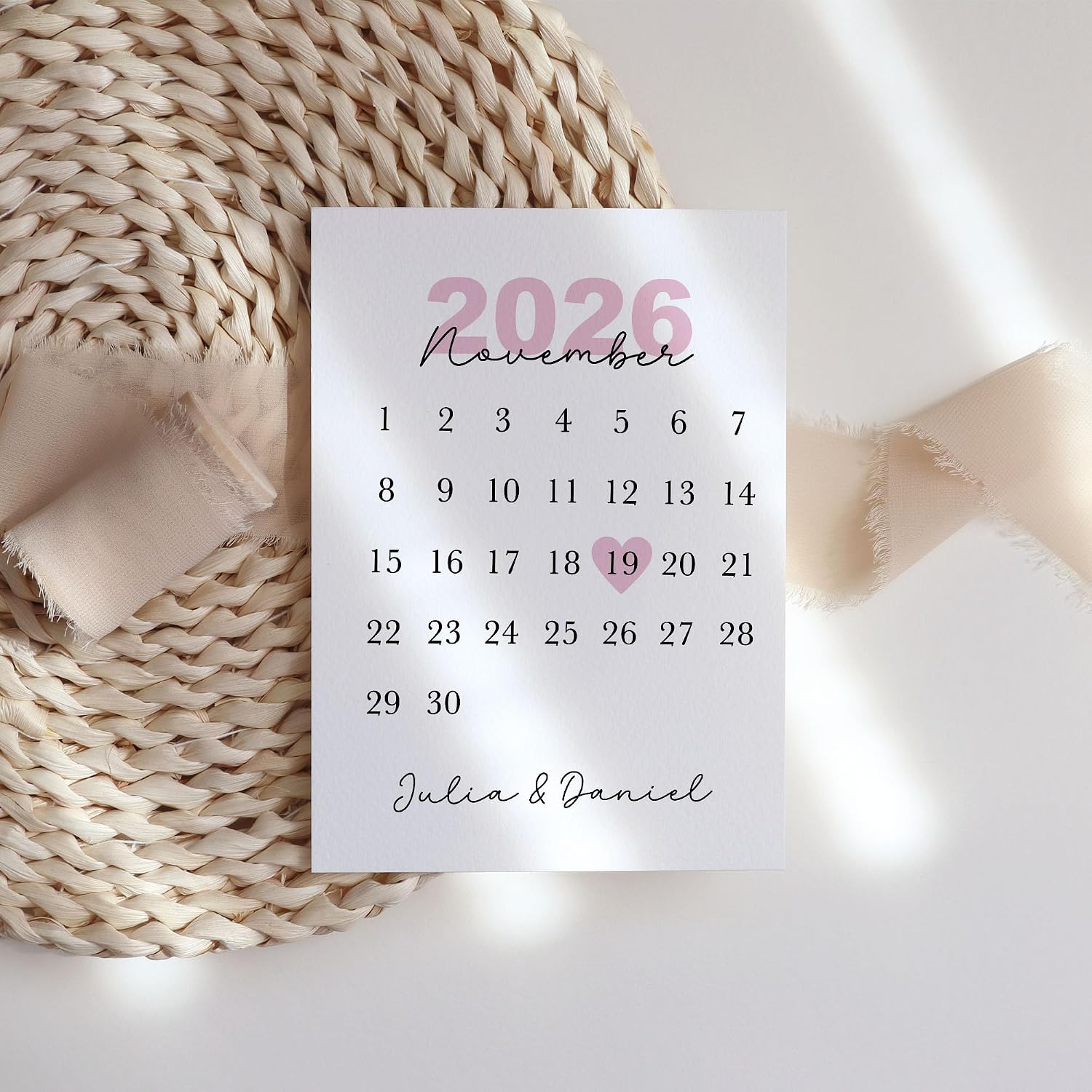 Kiddle-Design Personalised Card for Couples Calendar with Date & Year, Gift for Valentine's Day, Anniversary - Wedding & Getting to Know Day Anniversary Gift - Valentine's Day Card – Bild 4
