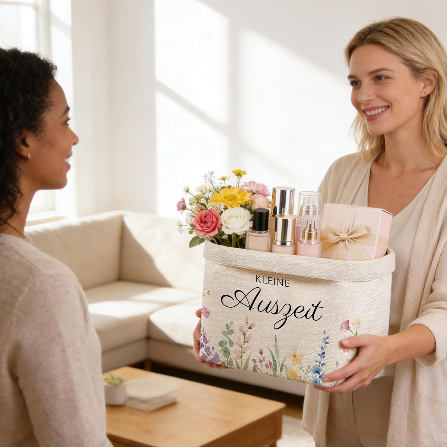 Small Time Out Basket, Gift Bag, 37 x 25 x 15 cm, Cotton and Linen Gift Basket, Relaxation Gift, Wellness Gifts for Women – Bild 6