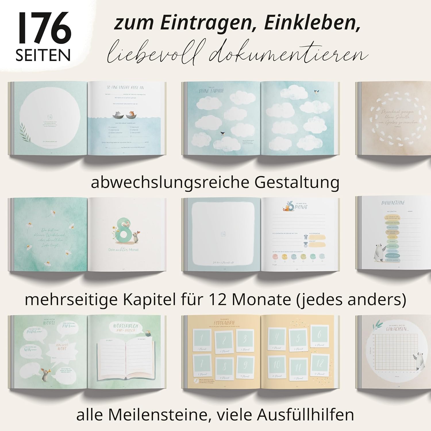 Rabano My First Year Baby Album, High-Quality Photo Album, Baby Gift – Bild 7