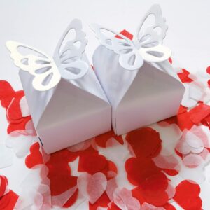 RUIYWEN Pack of 50 Butterfly Gift Box Candy Gift for Weddings, Birthdays, Party Decoration (White)