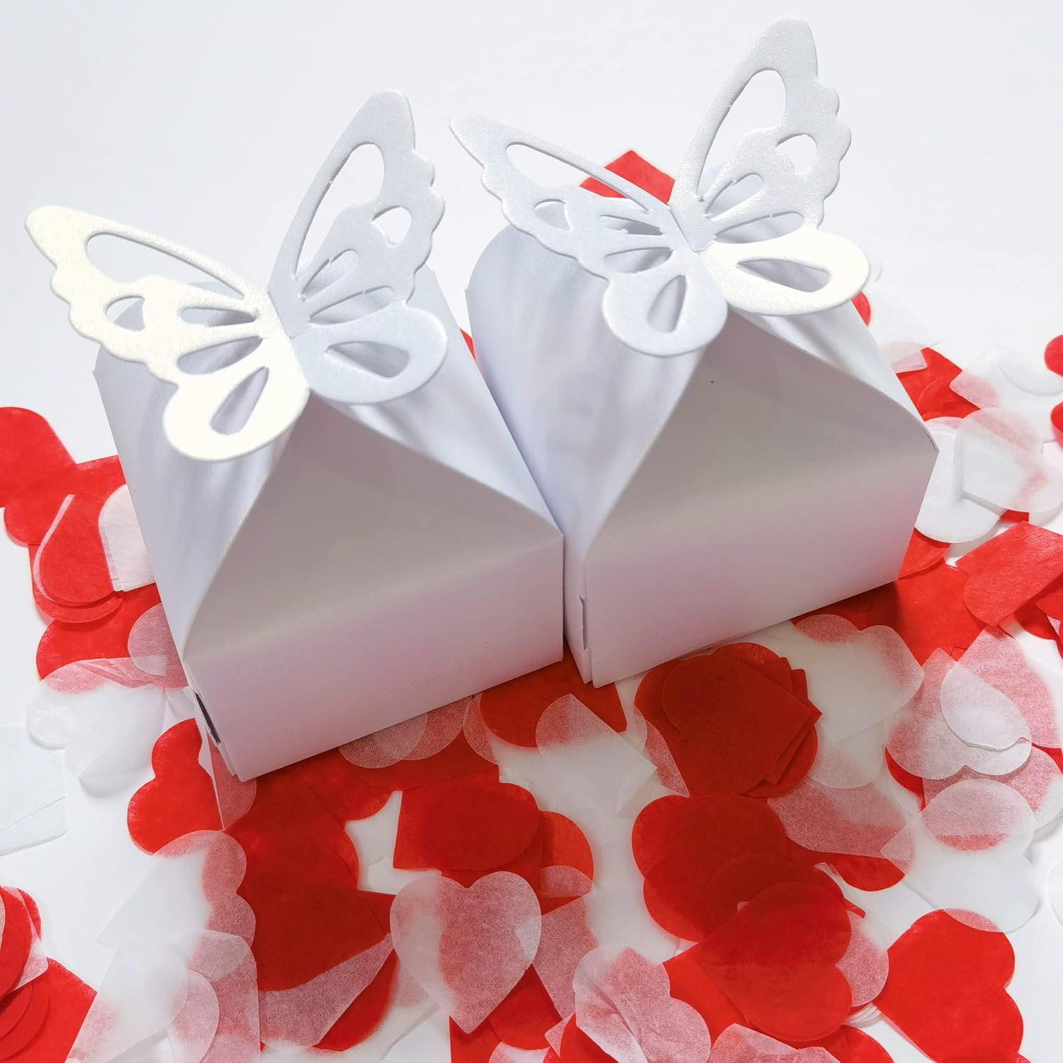 RUIYWEN Pack of 50 Butterfly Gift Box Candy Gift for Weddings, Birthdays, Party Decoration (White)