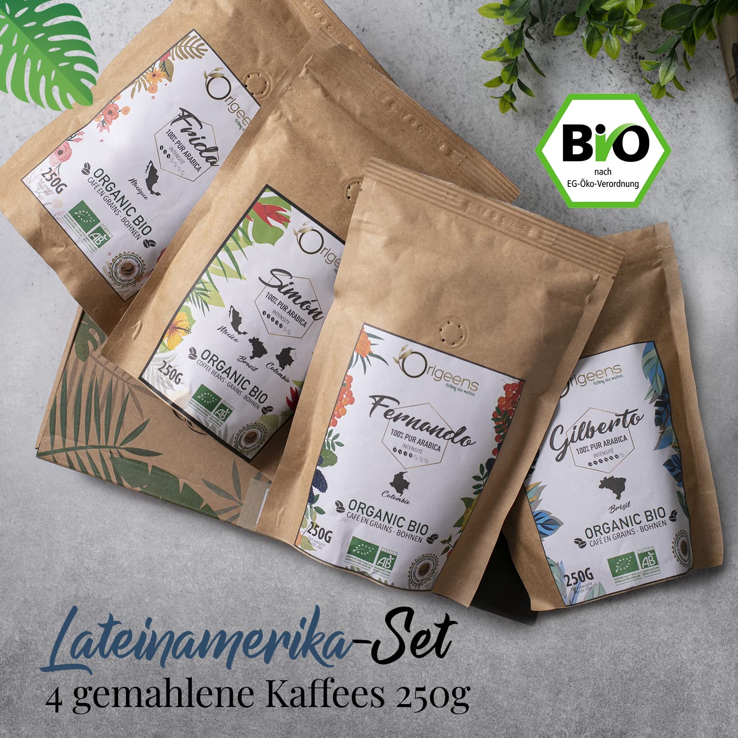 ORIGEENS Organic Ground Coffee Tasting Set – Traditional Roasting, 4 x 250 g – Organic Coffee Ground Arabica – Coffee Gift Set – Bild 2