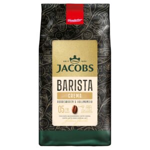 Jacobs Barista Crema Coffee Beans, Balanced with Citrus & Nut Note, Roasted in Bremen, Intensity 5/10, Coffee Whole Beans, 1 kg