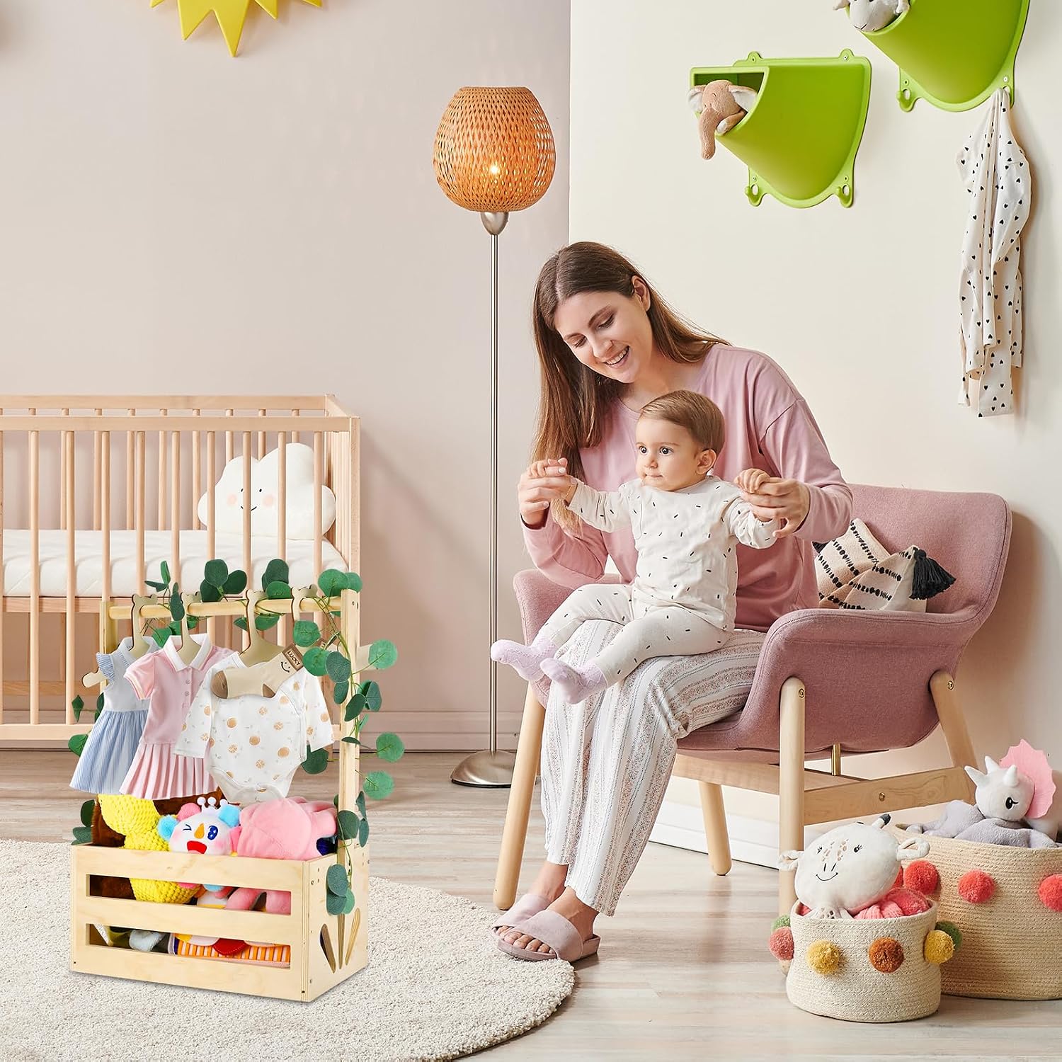 Baby Shower Gift Box Basket for Baby Personalised Gifts with Wood – Bild 6
