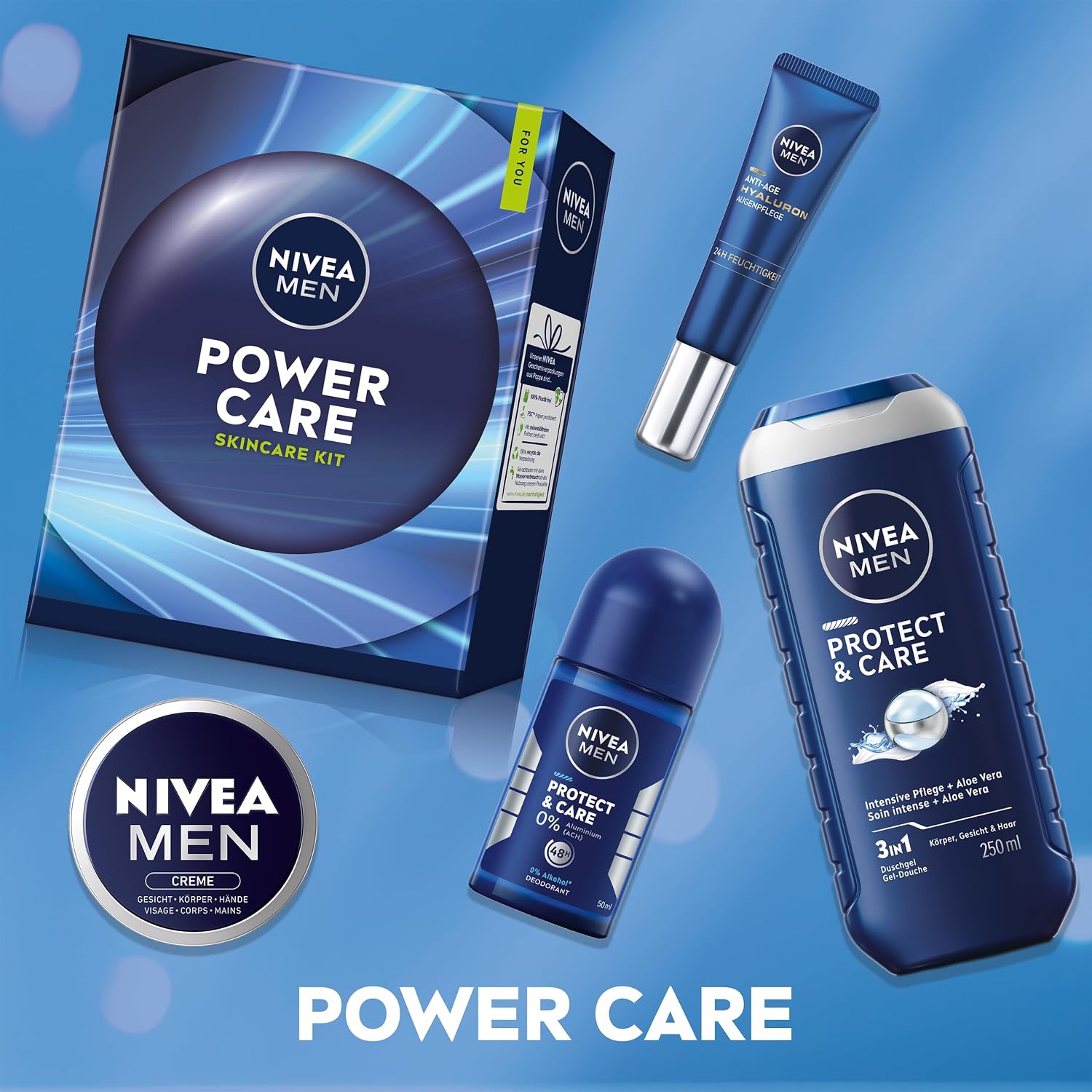 Nivea Men Power Care Gift Set, Gift for Men, Gift Box with Shower Gel (250 ml), Roll-On Deodorant (50 ml), Face Care (30 ml) and Eye Care (15 ml) – Bild 5