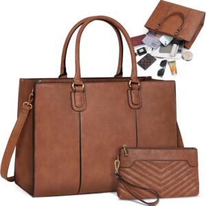 NEWHEY Handbag Women’s 15.6 Inch Shopper Women’s Large Work Bag Tote with Clutch PU Leather Briefcase Women’s Laptop Bag Messenger Shoulder Bag for School Office Travel Business