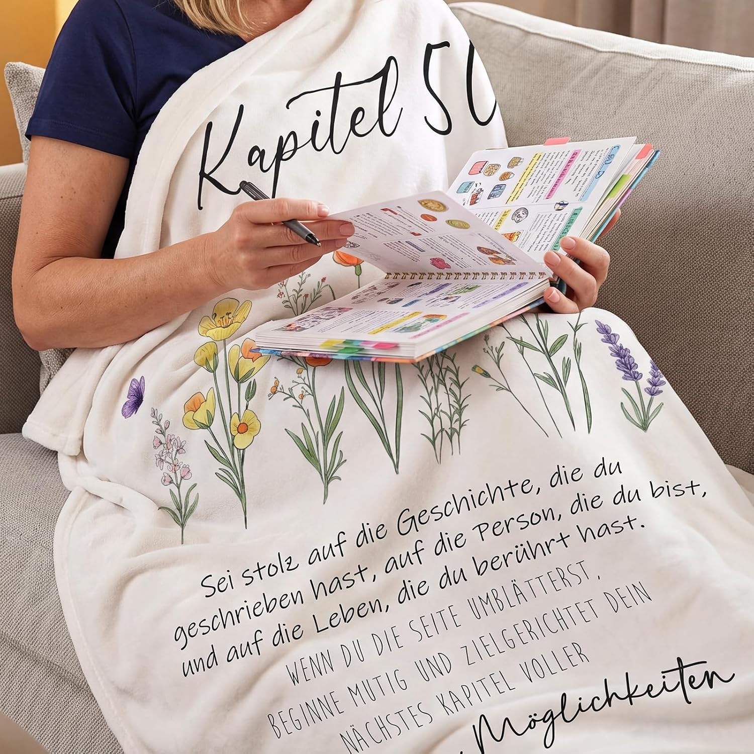BBTO Gifts for 50th Birthday Wife Birthday Gift for Women 50 with 130 x 160 cm Flannel Blanket Socks Greeting Card Birthday Gifts for Women Mum Grandma Wife Sister Girlfriend Colleague – Bild 7