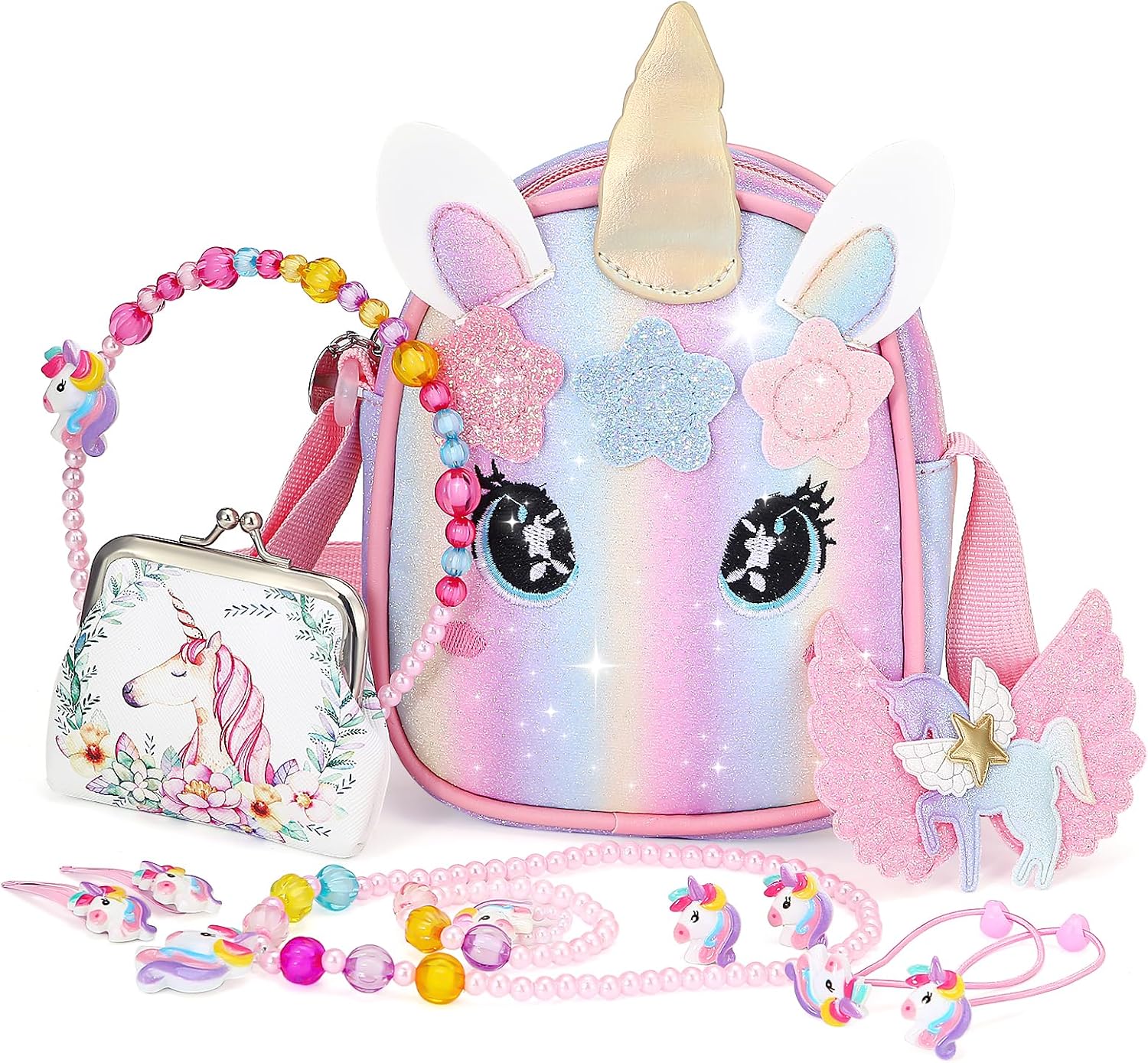 Yamitora Unicorn Handbag and Jewellery Set for Girls - Children's Jewellery Gifts 2-6 Years - Necklace Bracelet Birthday Gift Unicorn Gifts for Girls 2 3 4 5 6 Years – Bild 8