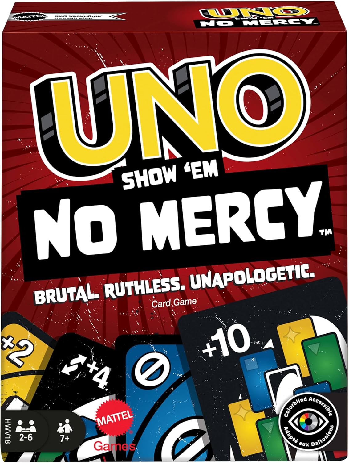 Mattel Games UNO Show 'Em No Mercy Card Game, 7+, 2-6 Players