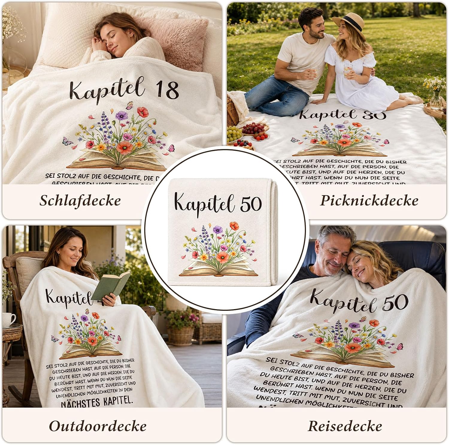 50th Birthday Gift for Women, "Chapter 50" Cuddly Blanket – Bild 5