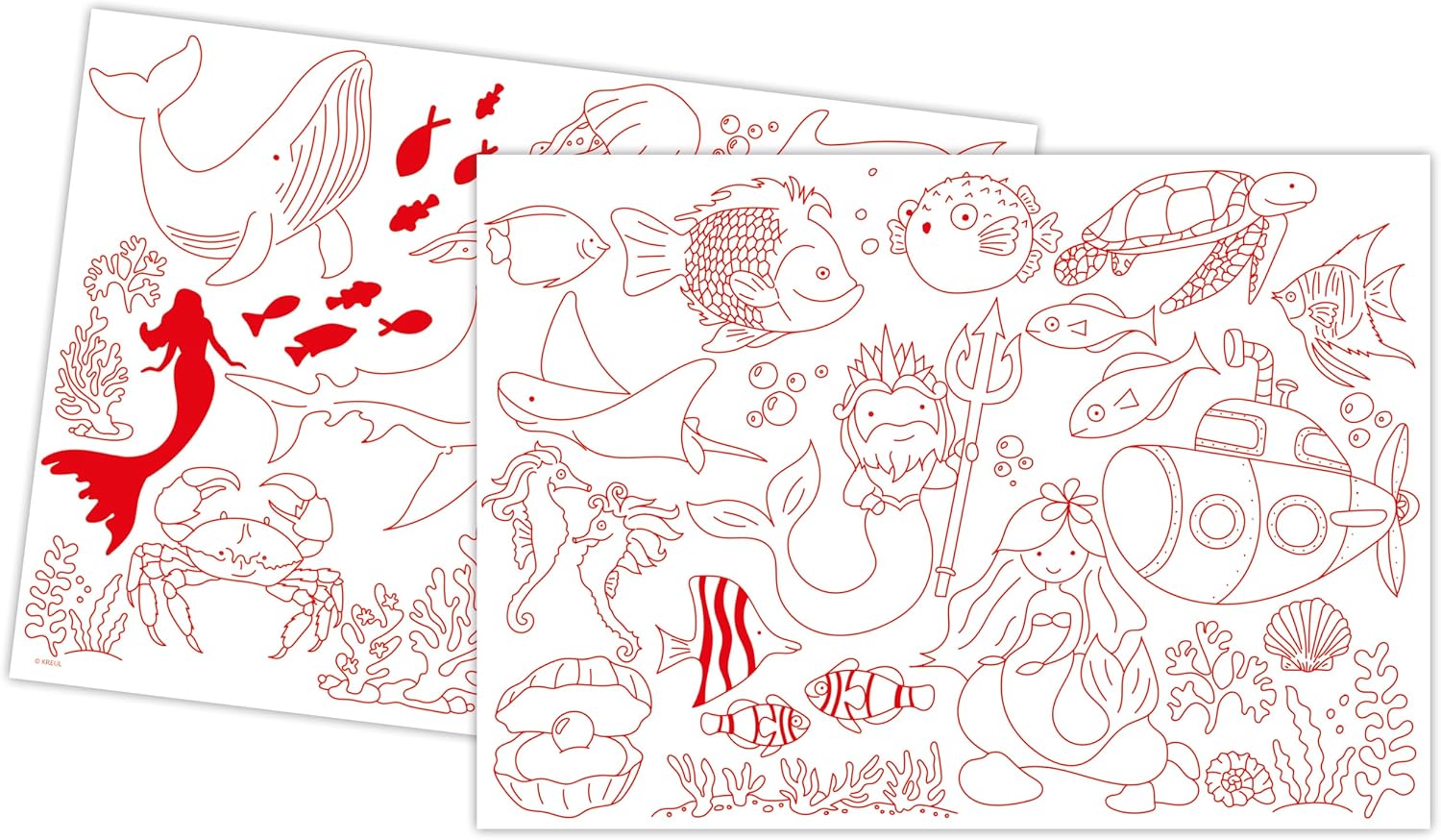 KREUL Magic Sea 42940 Window Colour Set for Children, 7 x 29 ml Window Paints, Complete Set with Brilliant Colours in Pen and Design Templates – Bild 2