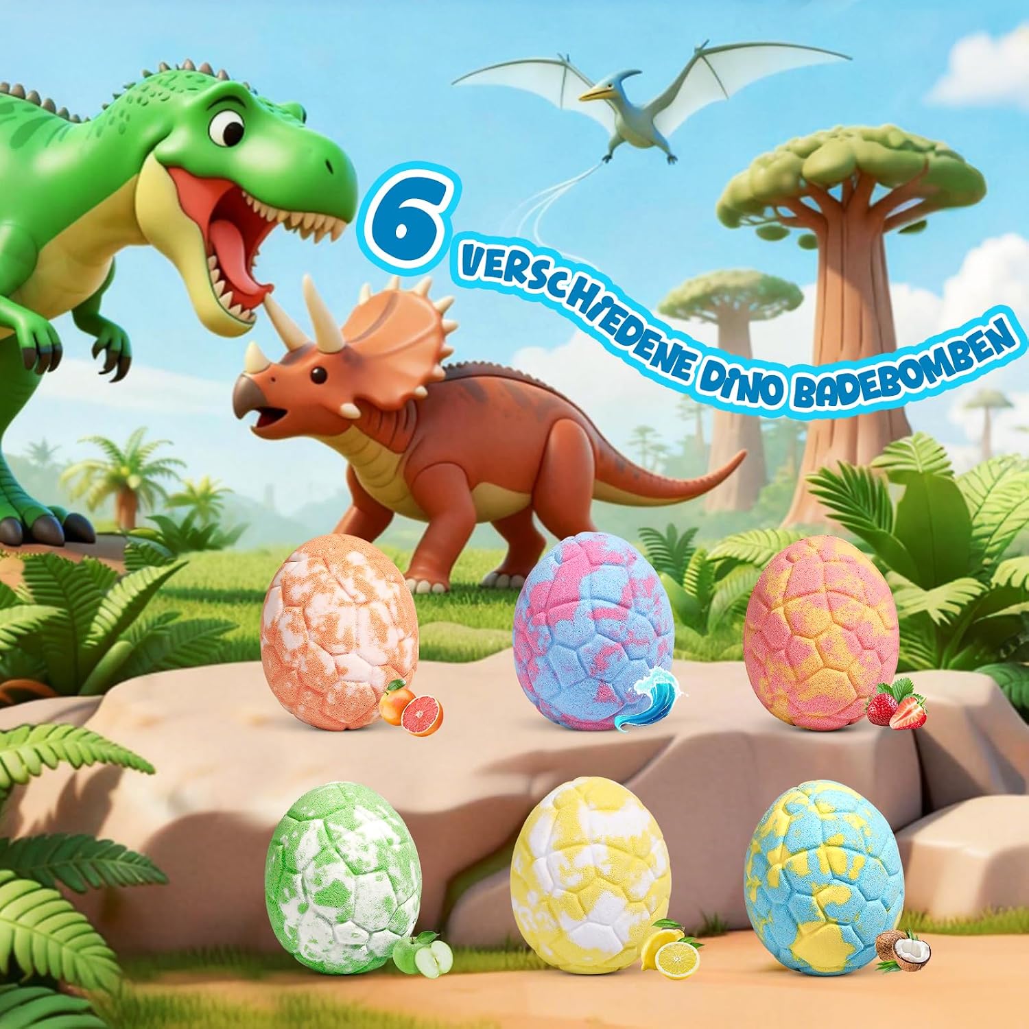 Bath Bombs Children with Surprise Dinosaur Toy Inside, 6 Bath Bombs for Advent Calendar Filling Children, Christmas Gifts, Birthday Gift for Boys and Girls 4 5 6 7 8 Years – Bild 4
