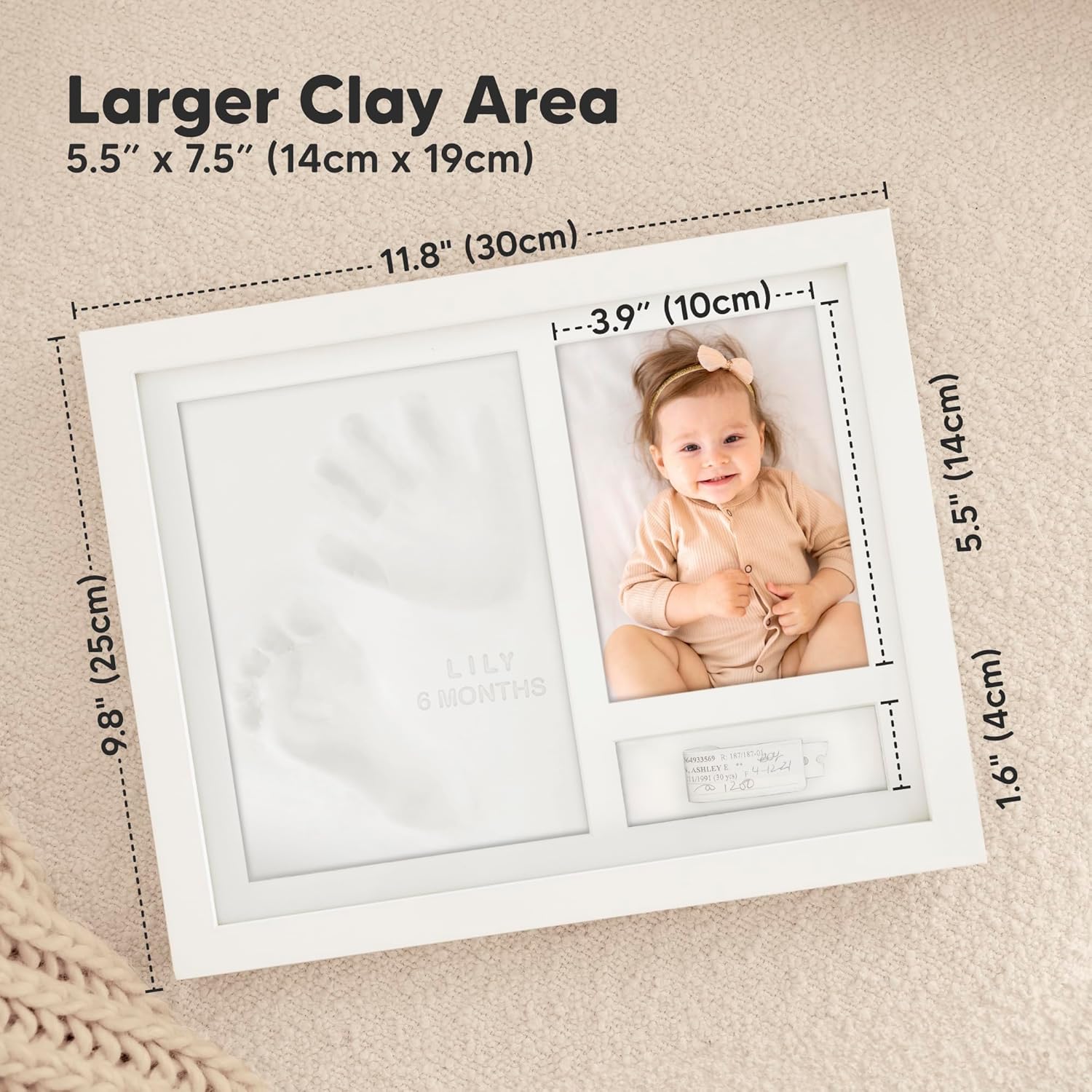 KeaBabies Baby Handprint and Footprint Set - Plaster Cast Hand and Foot for Newborns, Picture Frame, Imprint Set, Baby Gifts Boy, Girl (Alpine White) – Bild 7
