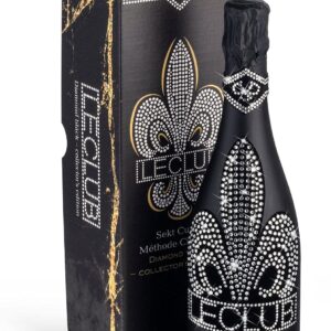 The sparkling wine gift Leclub Diamond black dry (0.75 l) with cut jewellery crystals, great gift for Mother’s Day, wife, girlfriend, Christmas, birthday, Valentine’s Day