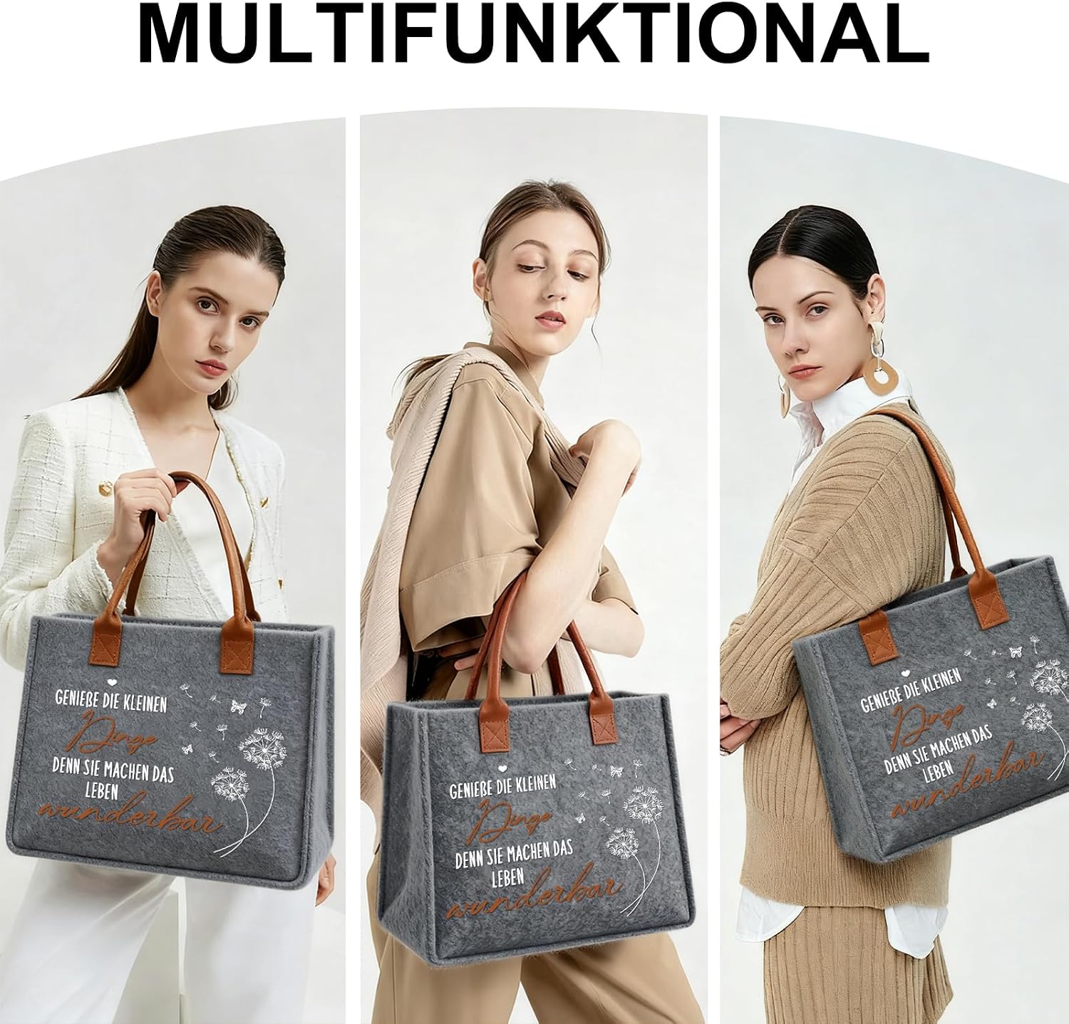 Ysound Gifts Women Felt Bag, Felt Shopper Bag for Woman Man – Bild 5