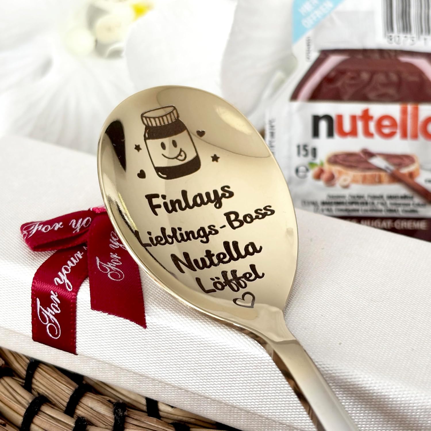 Nutella Portion with Personalised Spoon - Gift with Engraved Name - Perfect Birthday for Chocolate Lovers – Bild 3