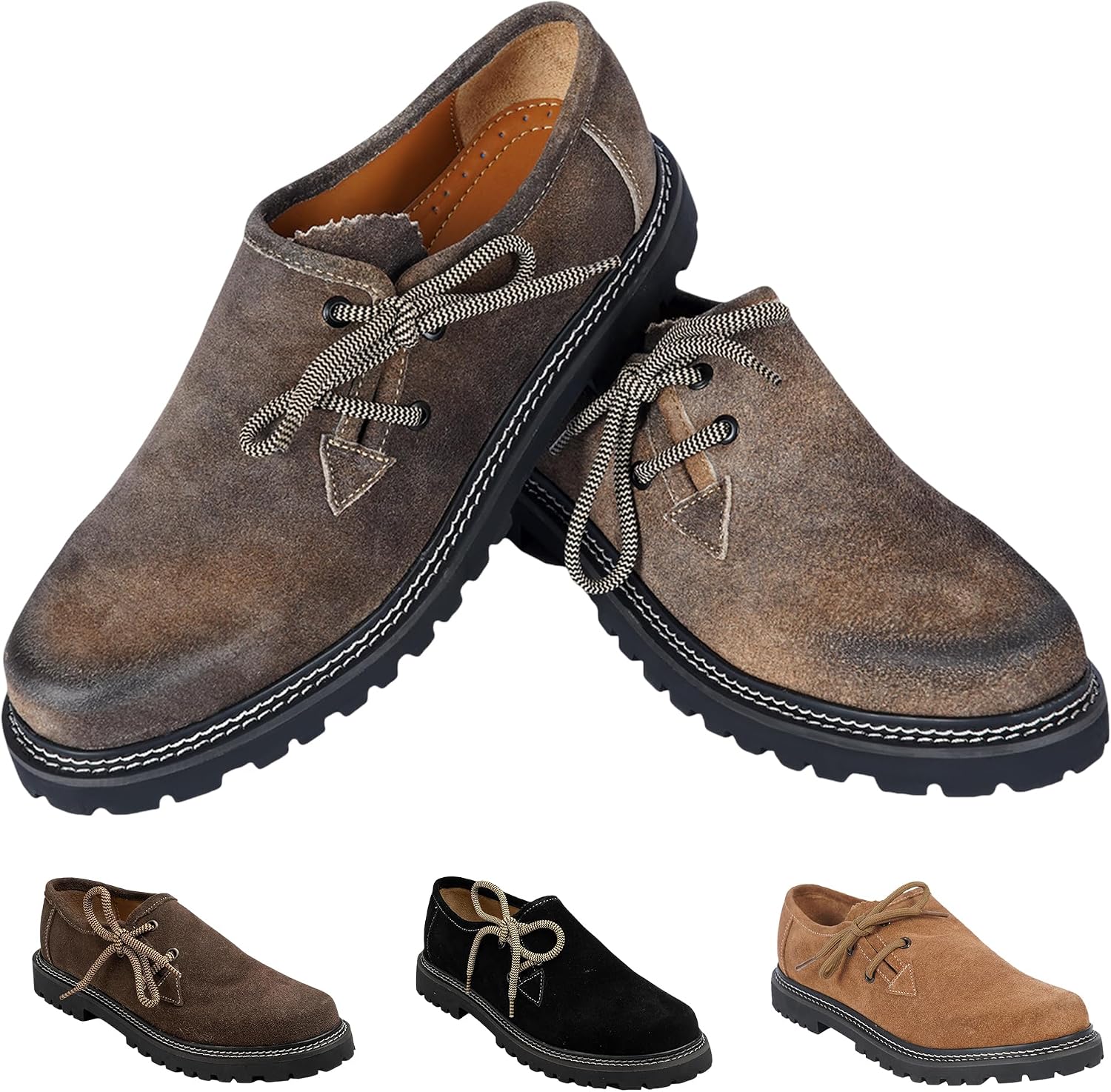 German Wear Haferlschuhe Traditional Shoes, Original, Handmade, Leather Shoes, Made of Suede, Genuine Leather Shoes, with 2 x Laces – Bild 2