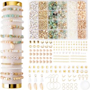 Leuyuee Natural Amazonite Beads for Bracelets Gemstone Beads Set for Threading Kit Bead Set Beads for DIY Bracelets Make Yourself Jewellery Necklace Earrings Chain for Adults